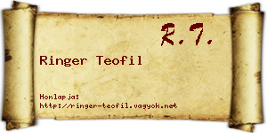 Ringer Teofil névjegykártya